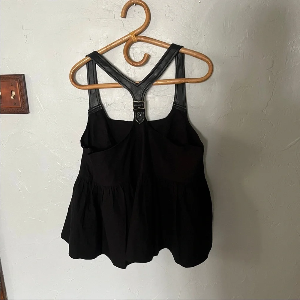 Anthropologie Black Buckle Racer Back Babydoll Halter Tank Top Babydoll Large - Picture 3 of 9
